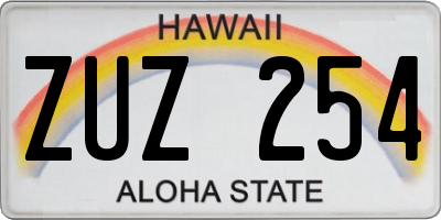 HI license plate ZUZ254