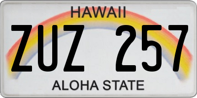 HI license plate ZUZ257