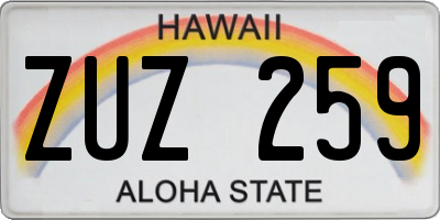 HI license plate ZUZ259