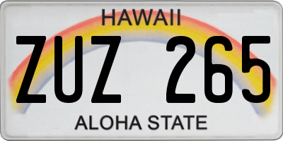HI license plate ZUZ265