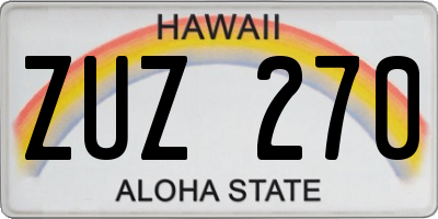 HI license plate ZUZ270