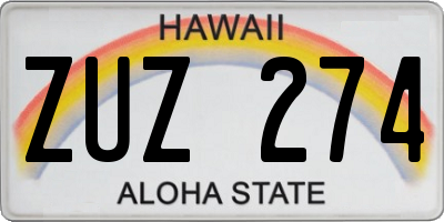 HI license plate ZUZ274