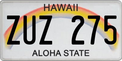 HI license plate ZUZ275