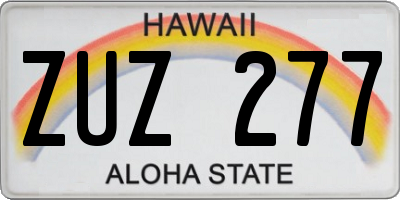HI license plate ZUZ277