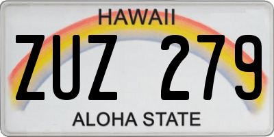 HI license plate ZUZ279