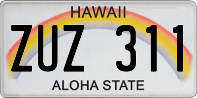 HI license plate ZUZ311