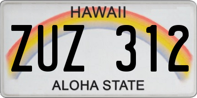 HI license plate ZUZ312