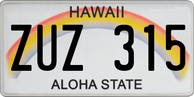 HI license plate ZUZ315