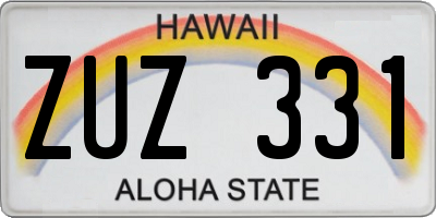HI license plate ZUZ331