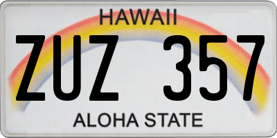 HI license plate ZUZ357