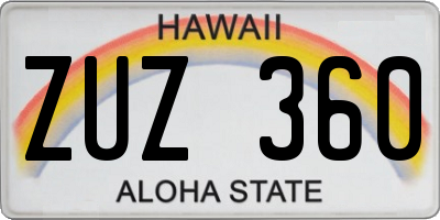 HI license plate ZUZ360