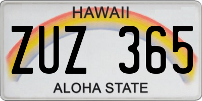 HI license plate ZUZ365