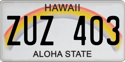 HI license plate ZUZ403