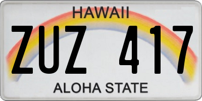 HI license plate ZUZ417