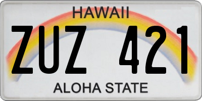 HI license plate ZUZ421