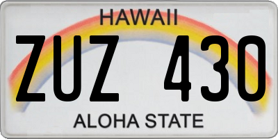 HI license plate ZUZ430