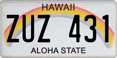 HI license plate ZUZ431