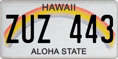 HI license plate ZUZ443