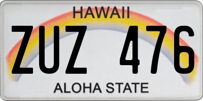 HI license plate ZUZ476