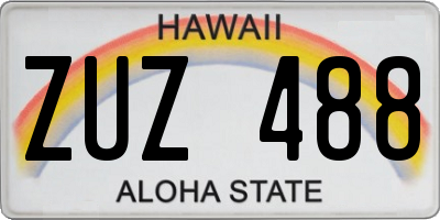 HI license plate ZUZ488