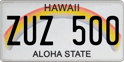 HI license plate ZUZ500