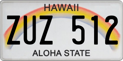 HI license plate ZUZ512