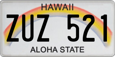 HI license plate ZUZ521