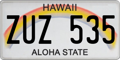 HI license plate ZUZ535