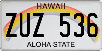 HI license plate ZUZ536