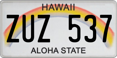 HI license plate ZUZ537