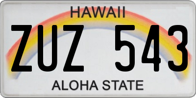 HI license plate ZUZ543