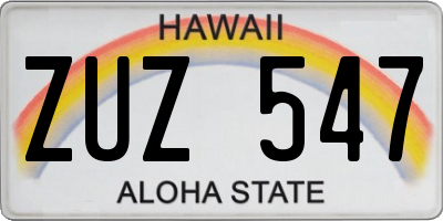 HI license plate ZUZ547