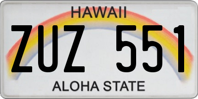 HI license plate ZUZ551