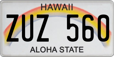 HI license plate ZUZ560