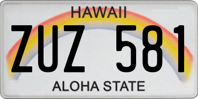 HI license plate ZUZ581