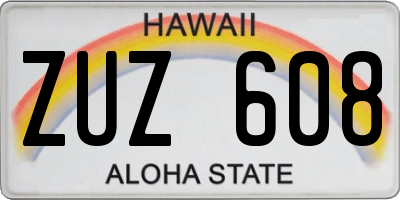 HI license plate ZUZ608