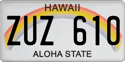 HI license plate ZUZ610