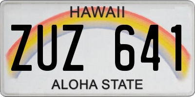 HI license plate ZUZ641