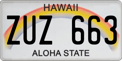 HI license plate ZUZ663