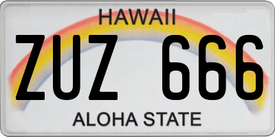 HI license plate ZUZ666