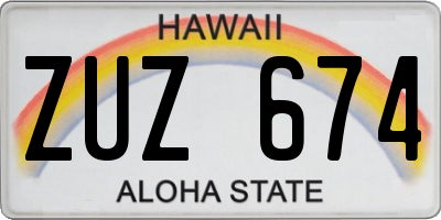 HI license plate ZUZ674
