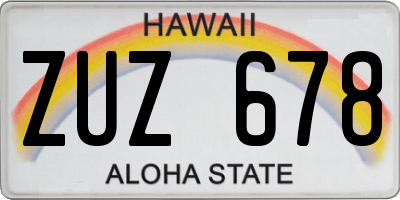 HI license plate ZUZ678