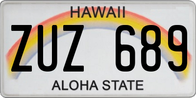 HI license plate ZUZ689