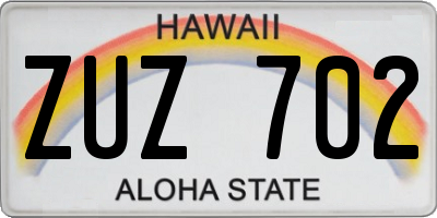 HI license plate ZUZ702