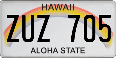 HI license plate ZUZ705