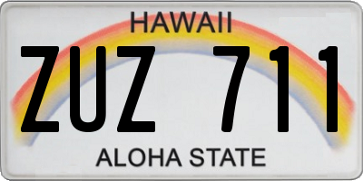 HI license plate ZUZ711