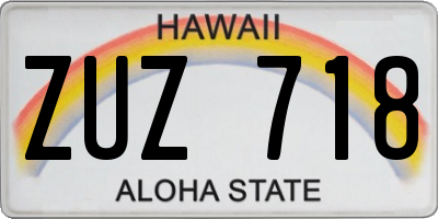 HI license plate ZUZ718