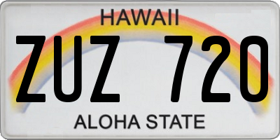 HI license plate ZUZ720