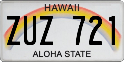 HI license plate ZUZ721