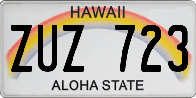 HI license plate ZUZ723